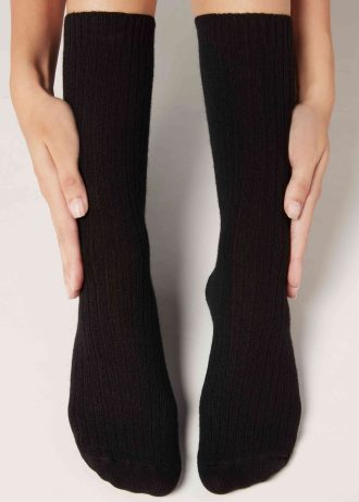 Short Ribbed Socks with Wool and Cashmere
