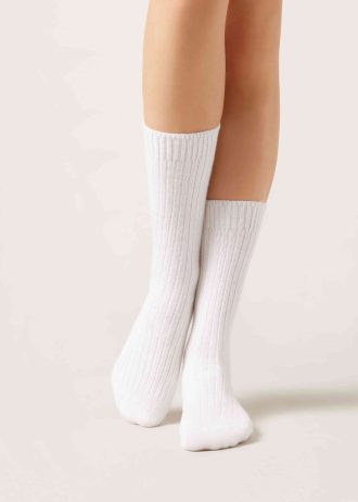 Short Ribbed Socks with Wool and Cashmere
