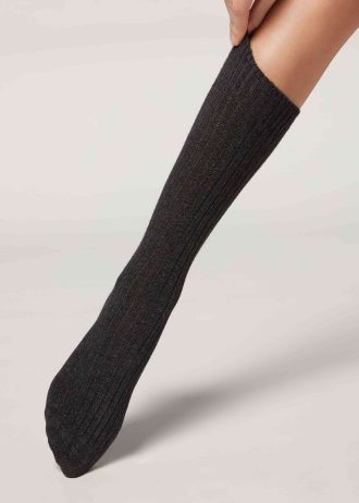 Short Ribbed Socks with Wool and Cashmere