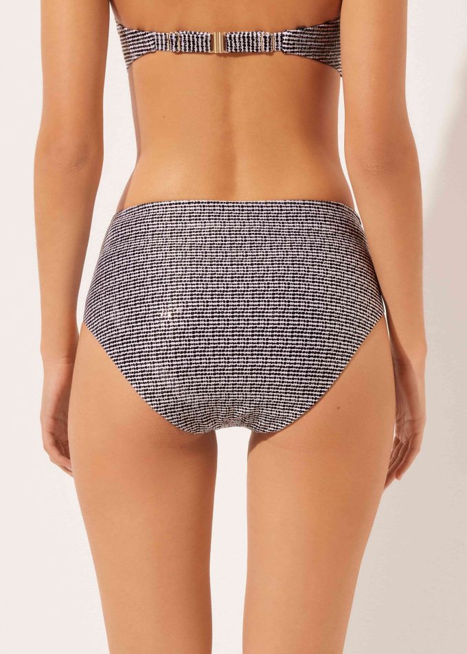 Slimming High-Waisted Bikini Bottoms Black Dots