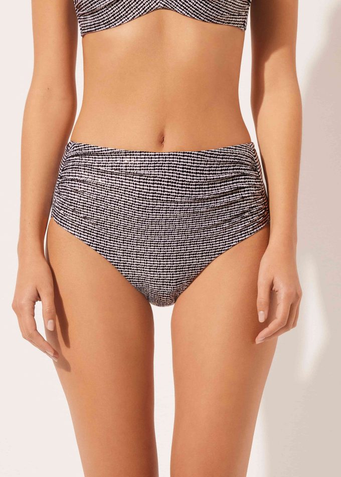 Slimming High-Waisted Bikini Bottoms Black Dots