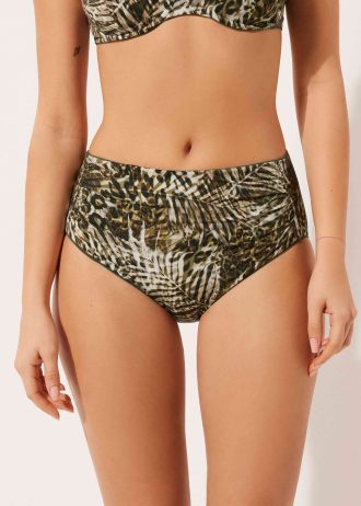 Slimming High-Waisted Bikini Bottoms Tropical Animalier