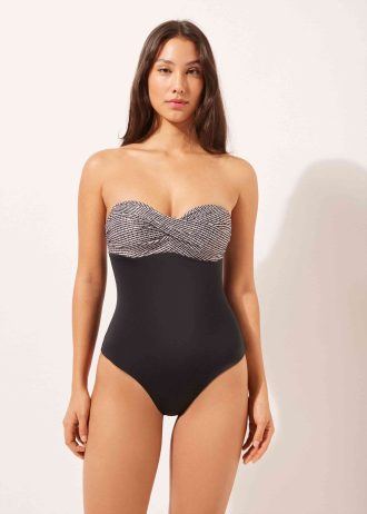 Slimming Swimsuit Black Dots