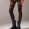 Stripe Pattern Over-Knee Effect Tights