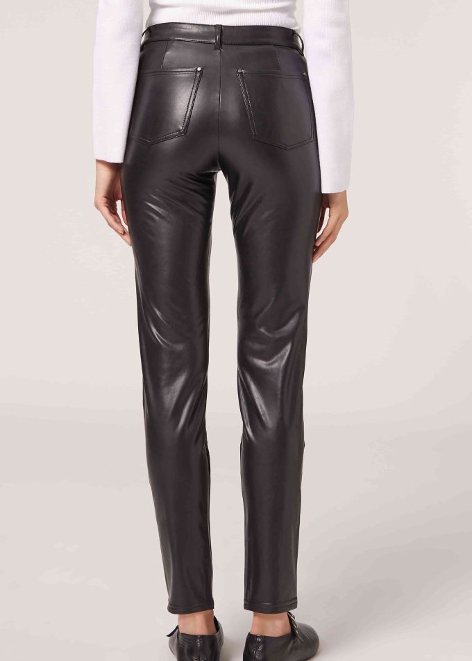Thermal Leather-Look Leggings
