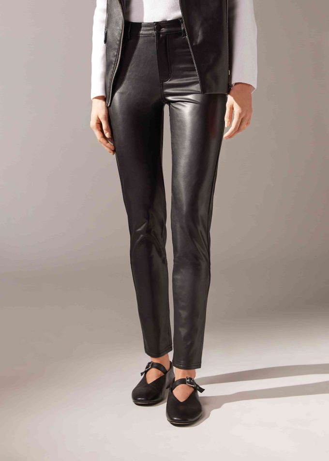 Thermal Leather-Look Leggings