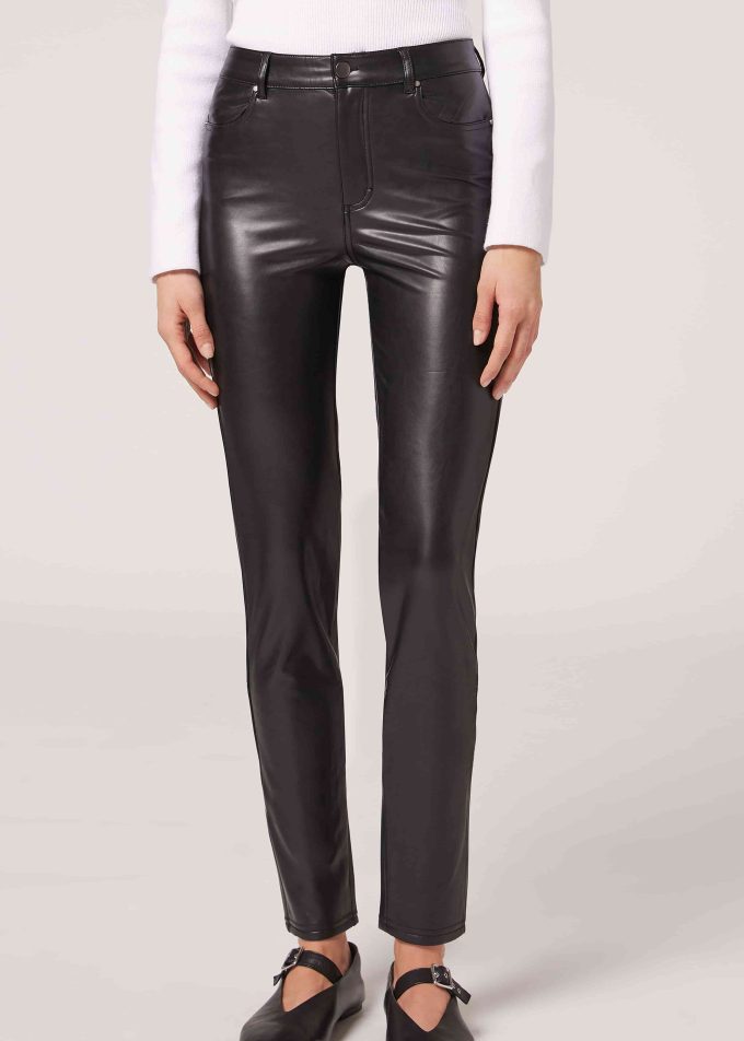 Thermal Leather-Look Leggings