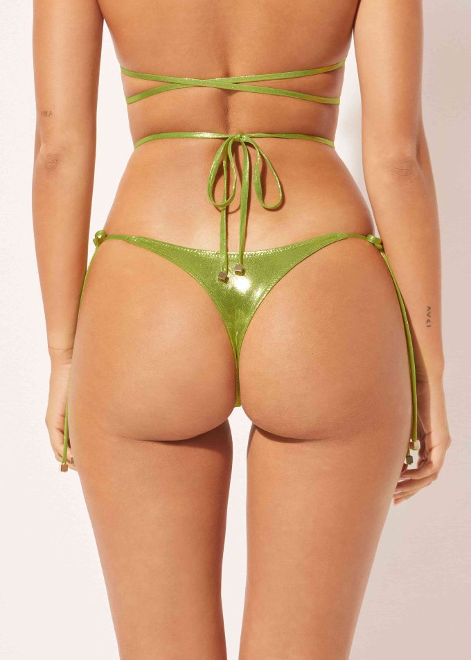 Thong Bikini Bottoms Metallic Skin