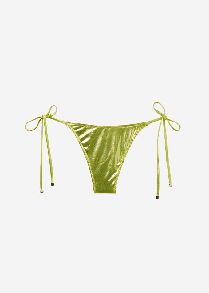 Thong Bikini Bottoms Metallic Skin