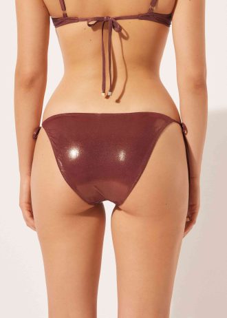 Tie Bikini Bottoms Metallic Skin