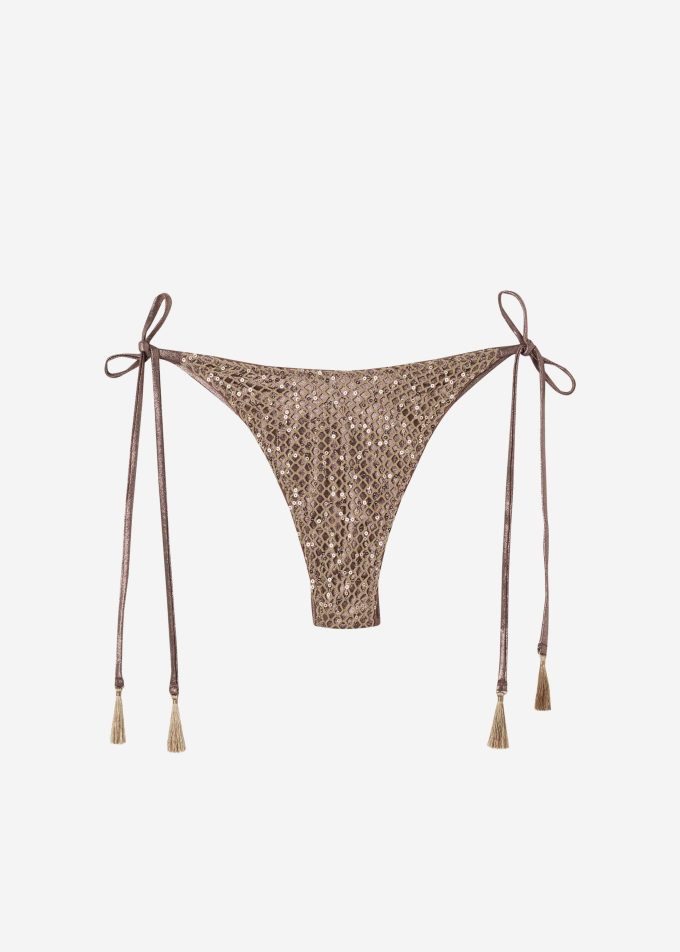 Tie Brazilian Bikini Bottoms Glittering Net
