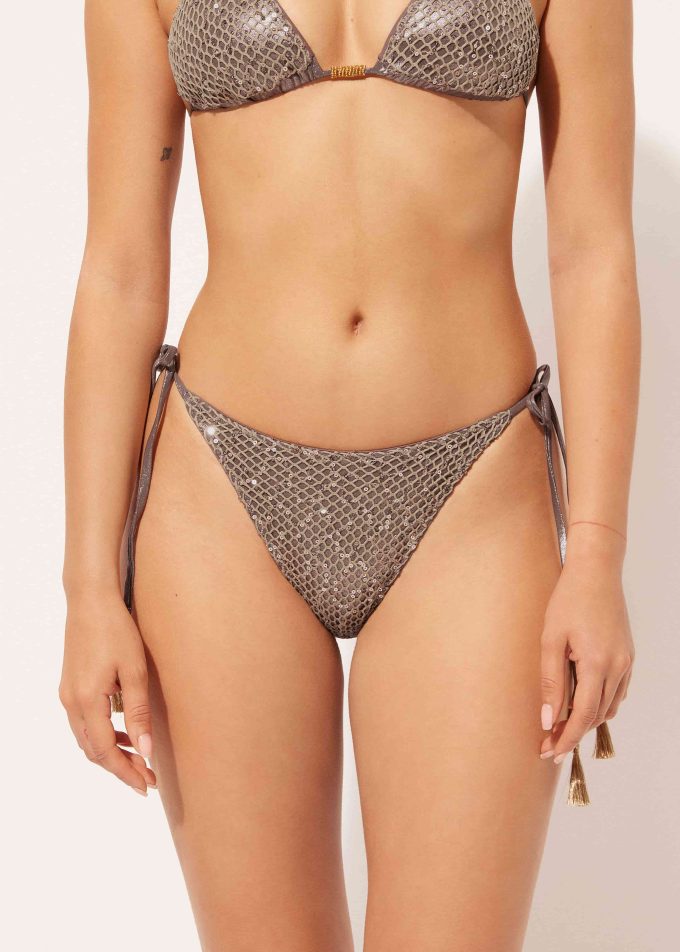 Tie Brazilian Bikini Bottoms Glittering Net