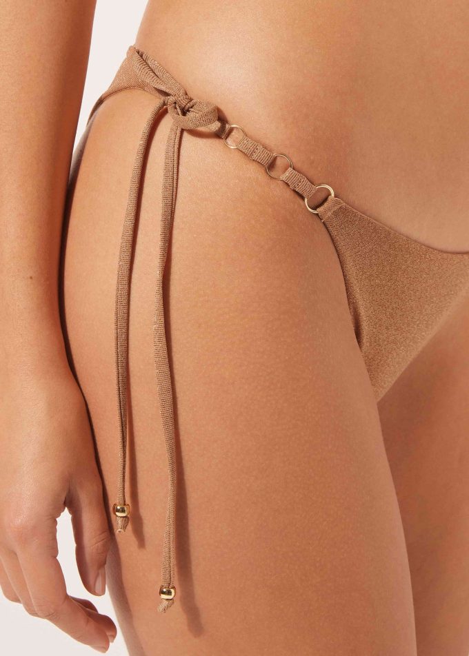 Tie Brazilian Bikini Bottoms Golden Gleam