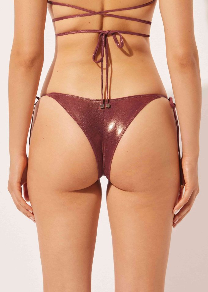 Tie Brazilian Bikini Bottoms Metallic Skin Tie Brazilian Bikini Bottoms Metallic Skin