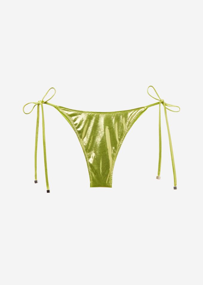 Tie Brazilian Bikini Bottoms Metallic Skin