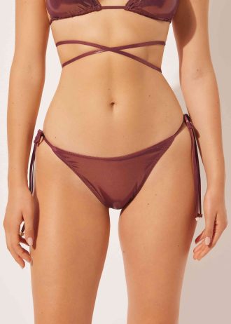 Tie Brazilian Bikini Bottoms Metallic Skin