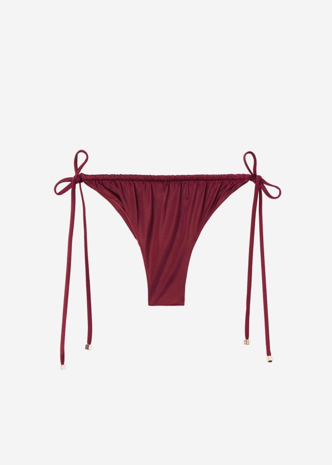 Tie Brazilian Bikini Bottoms Shiny Satin