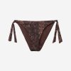 Tie Side Bikini Bottoms Brown Snake