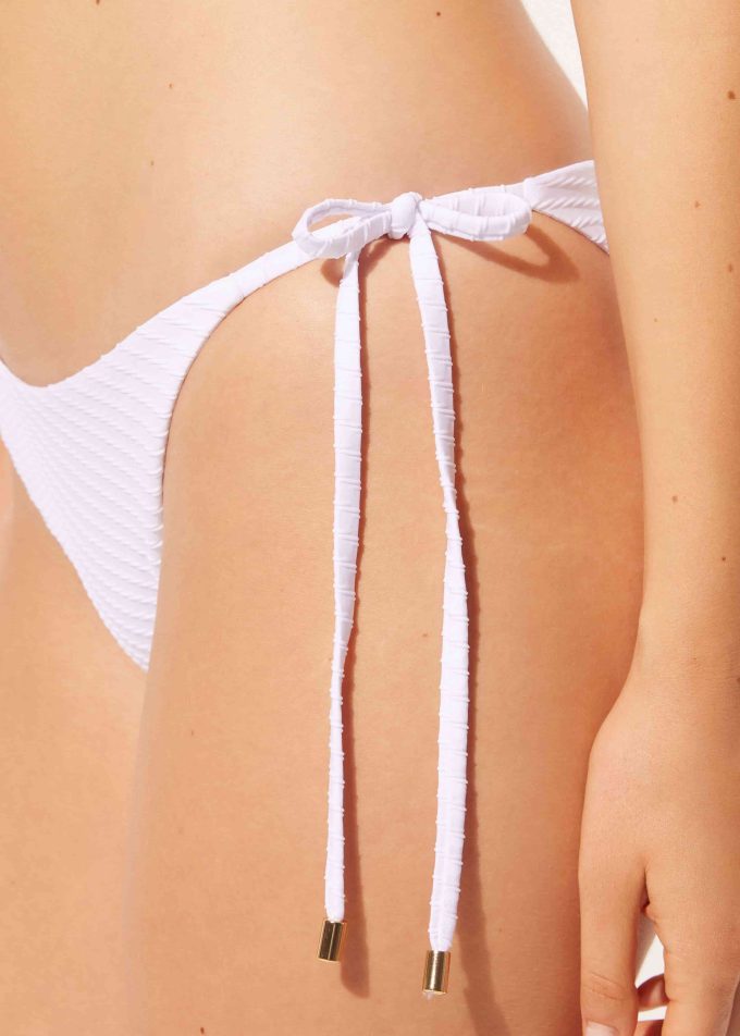 Tie Side Bikini Bottoms White Waves