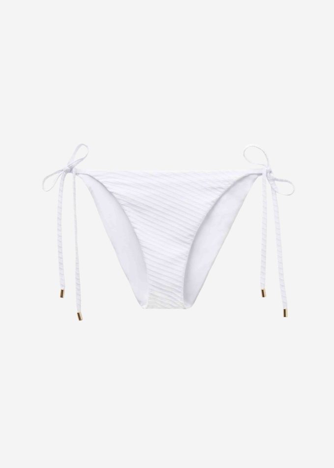 Tie Side Bikini Bottoms White Waves