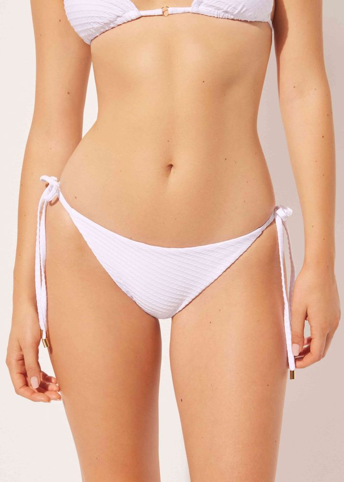 Tie Side Bikini Bottoms White Waves
