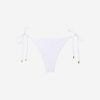 Tie Side Brazilian Bikini Bottoms White Waves