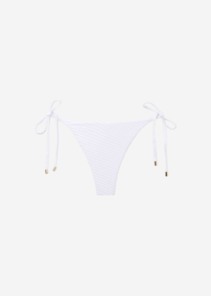 Tie Side Brazilian Bikini Bottoms White Waves
