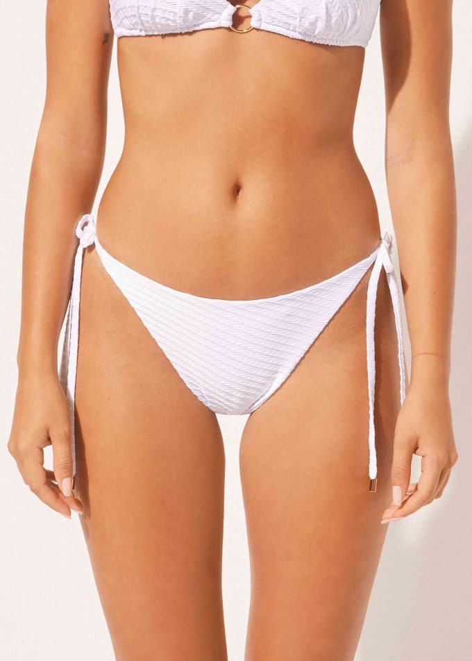 Tie Side Brazilian Bikini Bottoms White Waves
