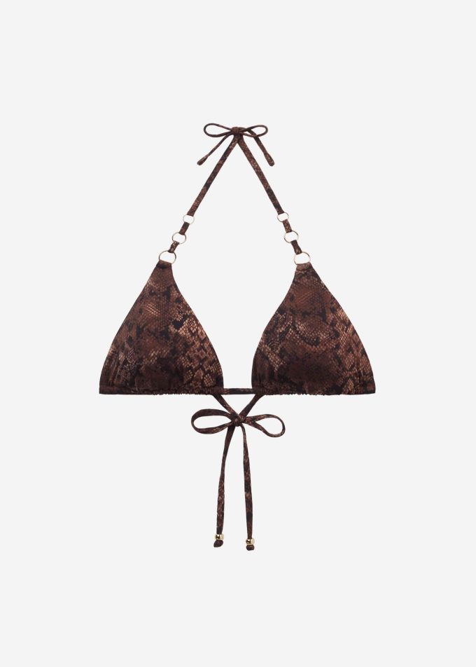 Triangle Bikini Top Brown Snake Triangle Bikini Top Brown Snake