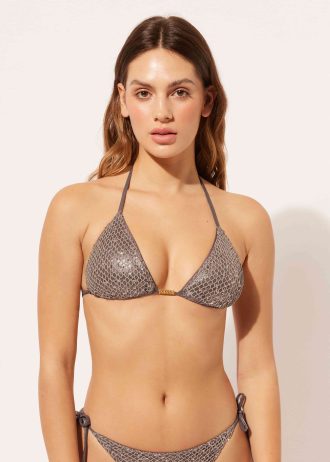 Triangle Bikini Top with Removable Padding Glittering Net