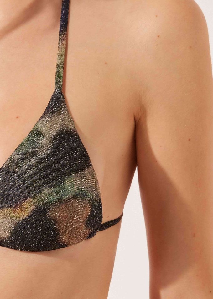 Triangle Bikini Top with Removable Padding Sparkling Camouflage
