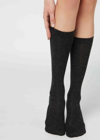 Women’s Glitter Long Socks with Cashmere