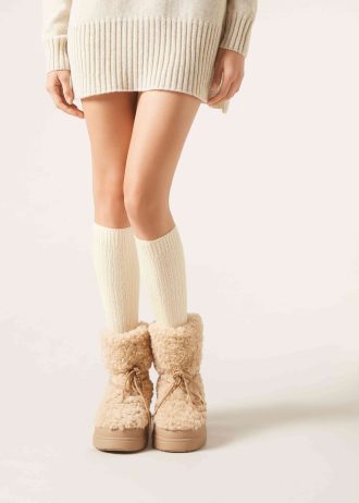 Women’s Ribbed Long Socks with Wool and Cashmere