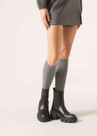 Women’s Ribbed Long Socks with Wool and Cashmere