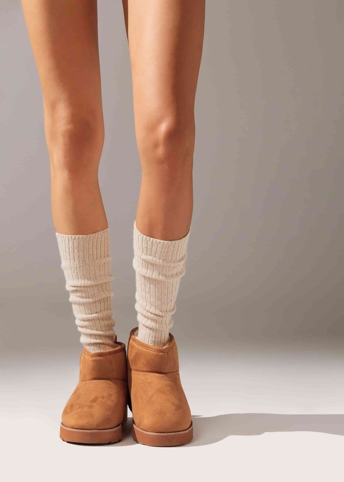 Women’s Ribbed Long Socks with Wool and Cashmere
