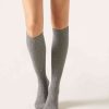 Women’s Ribbed Long Socks with Wool and Cashmere