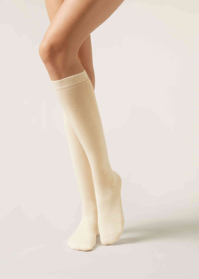 Wool and cotton long socks