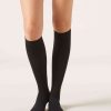 Wool and cotton long socks